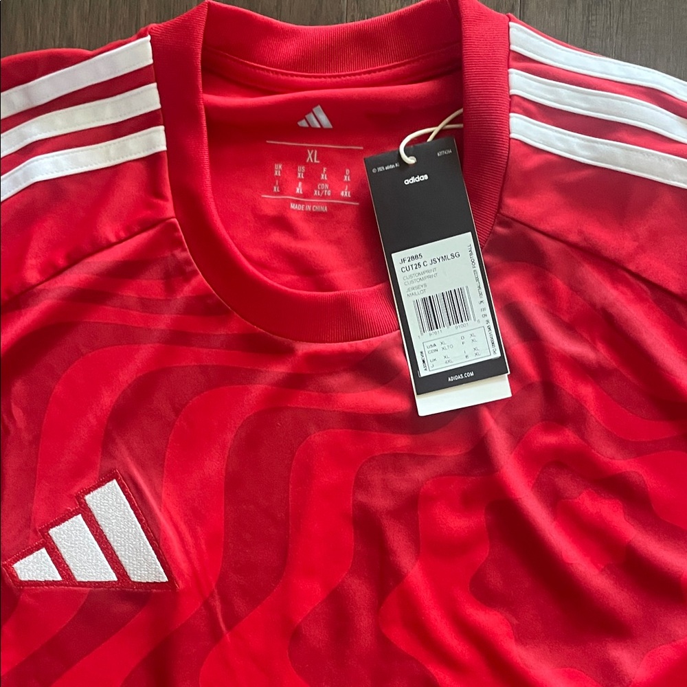 Adidas Men's Bright Red Long Sleeve Jersey - Picture 2 of 3